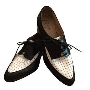 Banana Republic Womens Shoes Tuxedo Lace Up Size 6.5 Black White Gothic